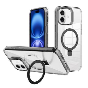 iPhone 16 Kalebol MagSafe Clear TPU Phone Case (Black) - 1