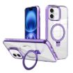 iPhone 16 Kalebol MagSafe Holder Clear TPU Case (Purple) - 1