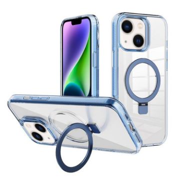 iPhone 14 Kalebol Blue MagSafe Holder Clear TPU Phone Case - 1