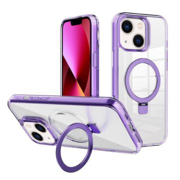 Kalebol MagSafe Holder Clear TPU Case for iPhone 13 (Purple) - 1