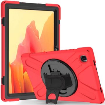 Samsung Galaxy Tab A7 2020 360 Red Case with Holder & Strap - 1