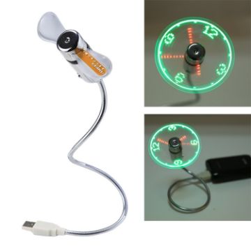 Flexible USB LED Fan with Time Display, DC 5V Mini Clock Light - 1