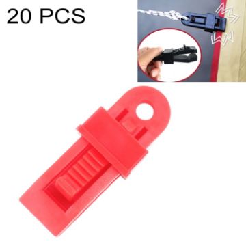 20 PCS Windproof Tent Clips & Rope Buckles (Red) - 1