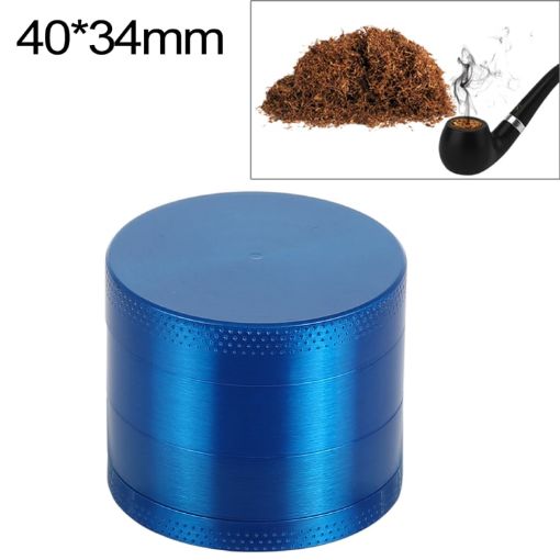 Mini 40mm Blue Zinc Alloy Herb Grinder - 4 Layer Tobacco Cutter - 1