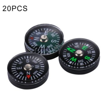 20 PCS 20mm Outdoor Camping Hiking Plastic Compass, Random Color - 1