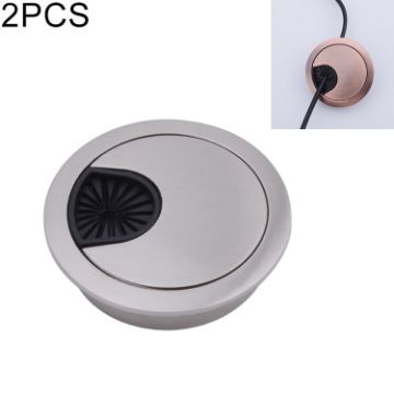 2 PCS 50mm Zinc Alloy Desk Grommet Covers - Brushed Steel Finish - 1