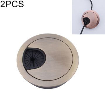 2 PCS Green Bronze 60mm Zinc Alloy Desk Threading Box Hole Cover - 1