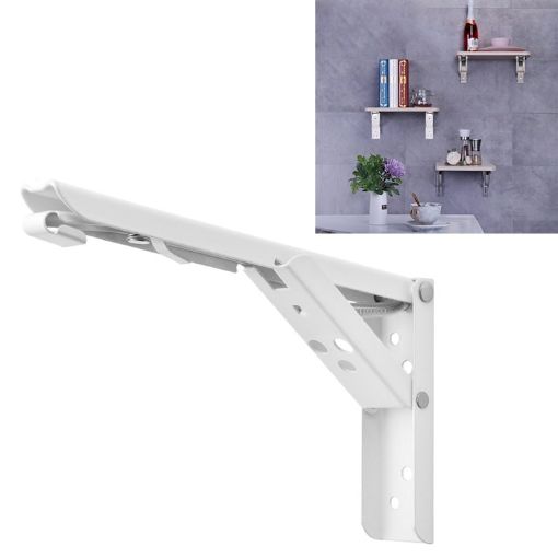 Foldable 12" Wall-mounted Spring Shelf for Dining Table Storage - 1