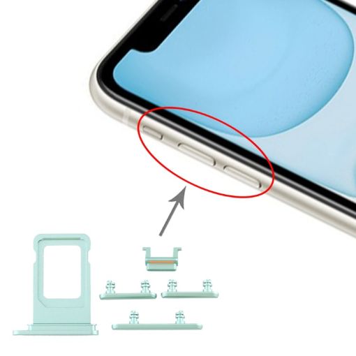 iPhone 11 SIM Card Tray & Side Key (Green) - 1