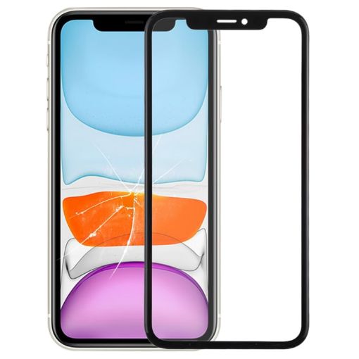iPhone 11 Black Front Screen Glass with Frame & OCA Adhesive - 1