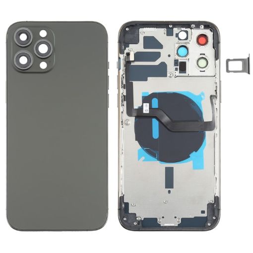 iPhone 12 Pro Max Battery Back Cover with Keys & Flex Cable (Black) - 1
