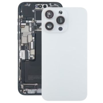 iPhone 15 Pro Max Glass Back Cover with Lens (White) - 1
