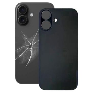 iPhone 16 Black Glass Back Cover with Large Camera Hole Replacement - 1