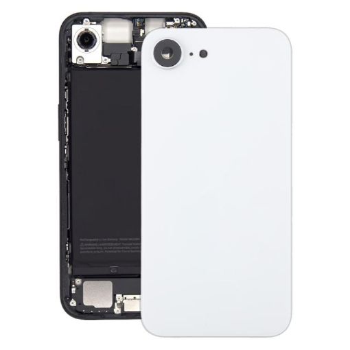 iPhone 16e Glass Battery Back & Camera Lens Cover (White) - 1