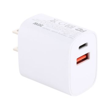U085 20W Fast Charging USB + Type-C Travel Adapter, US Plug - 1