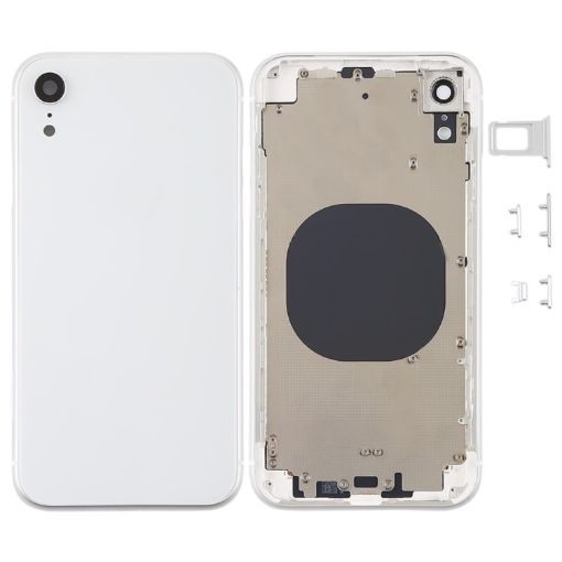 iPhone XR White Back Housing Cover with Camera Lens & SIM Tray - 1