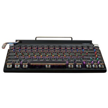 Round Retro Punk Keycap Bluetooth Mechanical Keyboard Black TW1867 - 1
