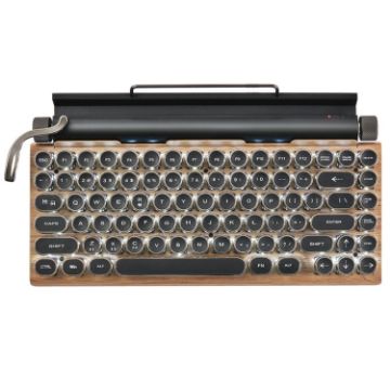Round Retro Punk Keycap Mechanical Bluetooth Keyboard (Wood) - 1