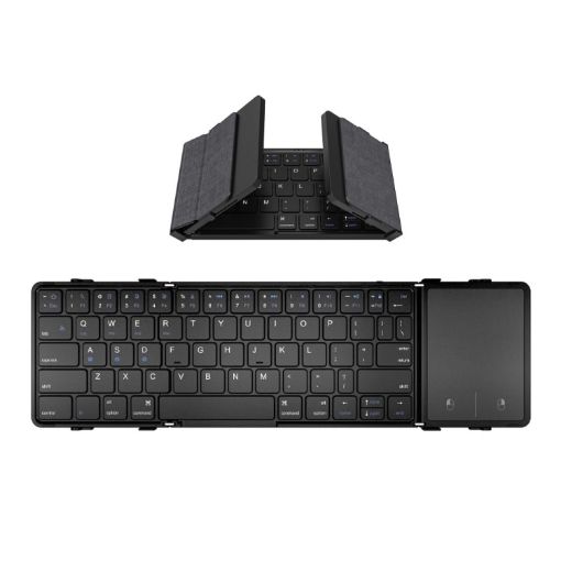B1053 Portable Tri-Fold Bluetooth Leather Keyboard - 1
