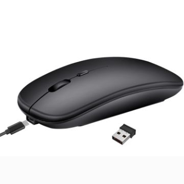 HXSJ M90 Ultrathin Mute Rechargeable Wireless Bluetooth Mouse Black - 1