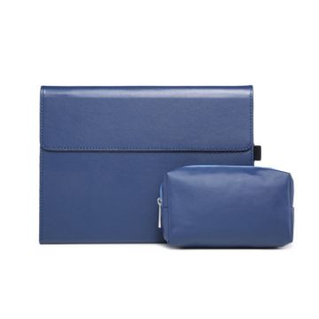 Surface Pro 7/7+ Lambskin Texture Flip Case + Power Bag (Blue) - 1