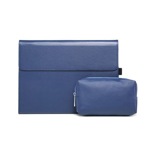 Surface Pro 7/7+ Lambskin Texture Flip Case + Power Bag (Blue) - 1