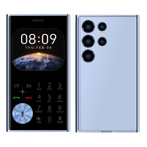 V8 Card Mobile Phone, 2.01", Bluetooth, FM, Torch, Dual SIM, Sky Blue - 1