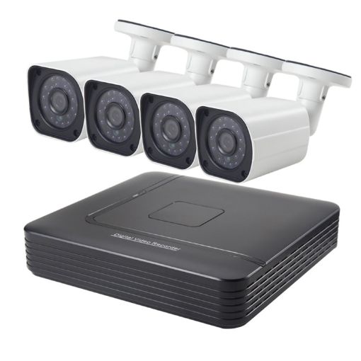 A4B6 4Ch Bullet IP Camera NVR Kit with Night Vision, 15m IR - 1