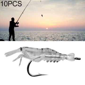 10 PCS 4cm Transparent Fishing Soft Shrimp Bait Lures with Hook - 1