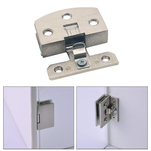 Small Brushed Glass Hinge for 3-7mm, Open Hole Free - 1