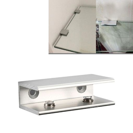 Aluminum Alloy Glass Fixing Clip, Double Hole, L, 12mm - 1