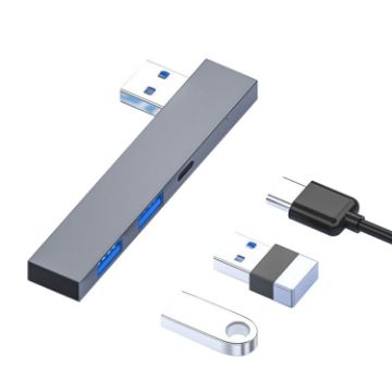 889C USB Male to USB 2.0+3.0+Type-C Female Adapter (Gray) - 1