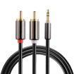 Gold Plated 3.5mm Jack to 2 RCA Male Stereo Audio Cable 1m - 1