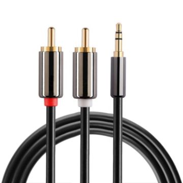 Gold Plated 3.5mm Jack to 2 RCA Male Stereo Audio Cable 1m - 1