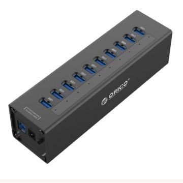 ORICO A3H10 Aluminum 10-Port USB 3.0 HUB with Power Adapter (Black) - 1