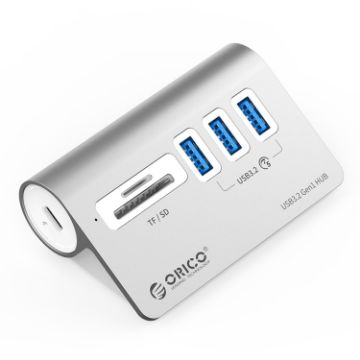 ORICO M3UT3 USB 3.2 HUB & Card Reader - 3 Ports, Silver - 1