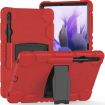 Samsung Galaxy Tab S7+/S7 FE/S8+ 3-Layer Case with Holder (Red/Black) - 1