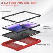 Samsung Galaxy Tab S7+/S7 FE/S8+ 3-Layer Case with Holder (Red/Black) - 5