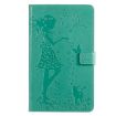 Galaxy Tab A 8.0 2019 Green Cat & Woman Flip Case with Wallet - 1