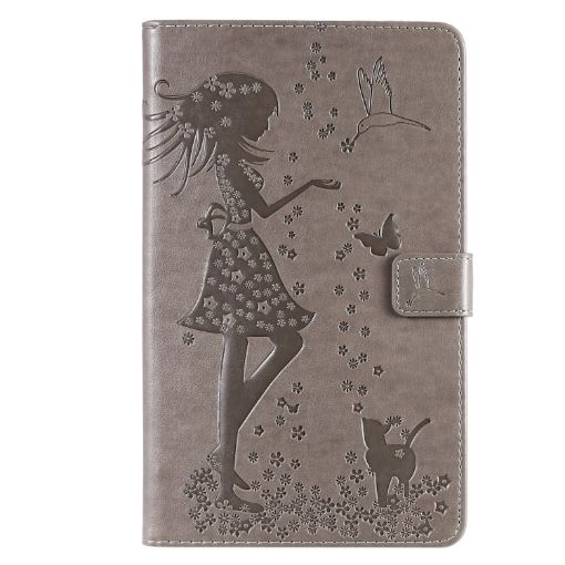 Galaxy Tab A 8.0 T290/T295 Cat Pattern Flip Leather Case, Grey - 1