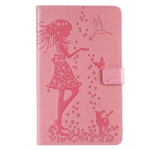 Galaxy Tab A 8.0 2019 Pink Flip Case with Cat Pattern & Wallet - 1