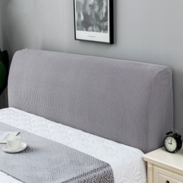 Light Gray Polar Fleece Elastic Headboard Dust Cover, 180cm - 1