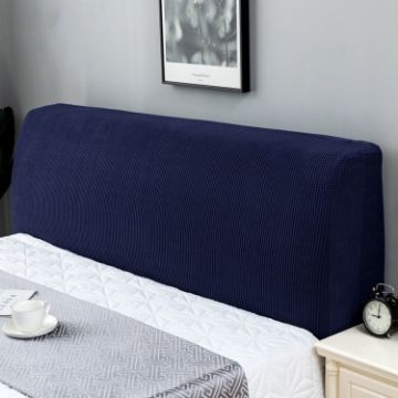 Polar Fleece Headboard Dust Cover, Blue, 180cm, Full Elastic Fit - 1