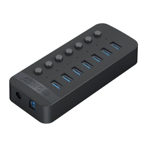 ORICO CT2U3-7AB-BK 7 Port USB HUB with Switches, UK Plug (Black) - 1