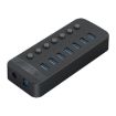 ORICO CT2U3-7AB-BK 7-Port USB HUB with Switches, AU Plug, Black - 1
