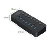 ORICO CT2U3-7AB-BK 7-Port USB HUB with Switches, AU Plug, Black - 2