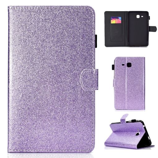 Galaxy Tab A 7.0 (2016) Glitter Leather Case with Holder, Purple - 1