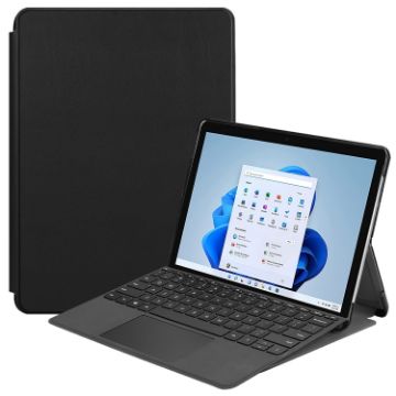 Black Leather Case for Microsoft Surface Pro 8 with Holder - 1