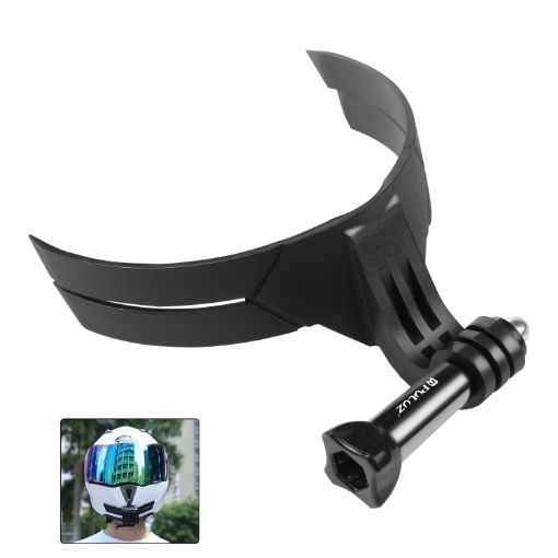 PULUZ Action Camera Helmet Chin Mount for Motorcycles (Black) - 1