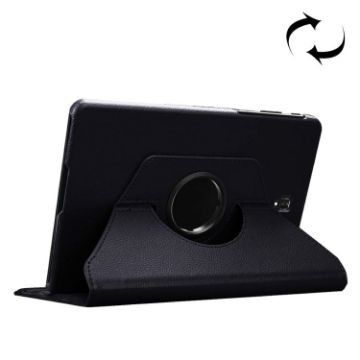 Galaxy Tab S4 10.5 Leather Case, 360 Rotation, Holder, Black - 1